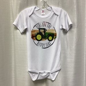 White Tractor Print Kids Bodysuit